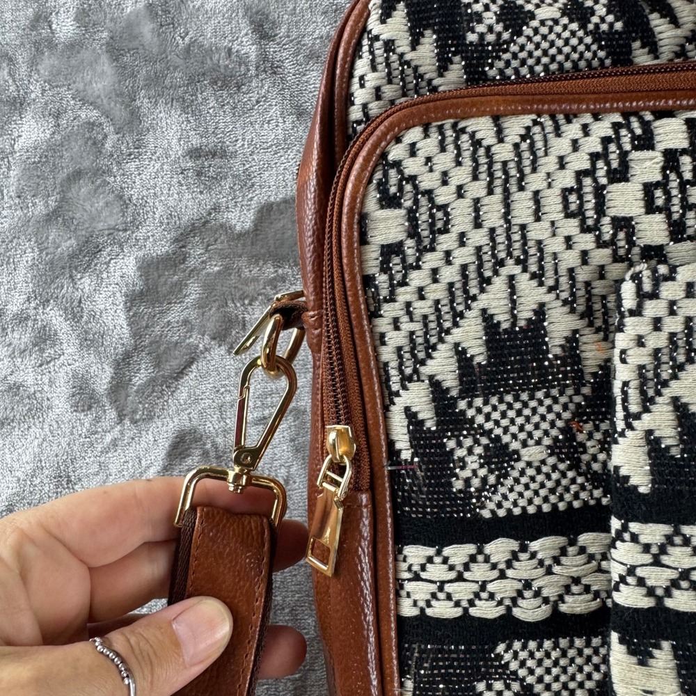 UMTA Jacquard Laptop Bag Unisex Large Black White Aztec Print Briefcase - Picture 7 of 8